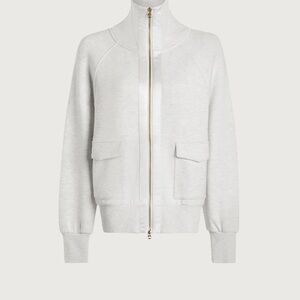 Varley Silver-Trim Light Gray Zip Mock-Collar Sweatshirt